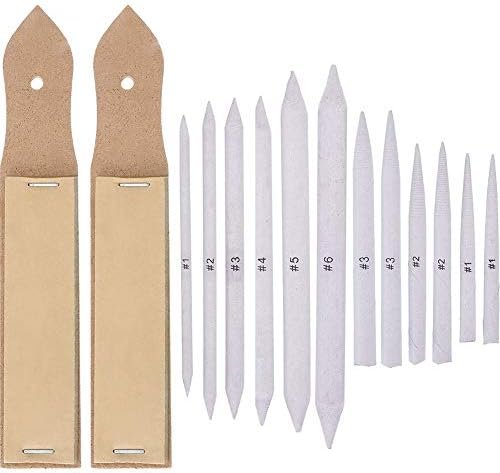 Outtybrave 2Psc Art Sketch Sandpaper + 6Pcs/2Set 3Size Tortillon Art Pens + 6Pcs 6Size Blending Stump Pens Painting Drawing Tool
