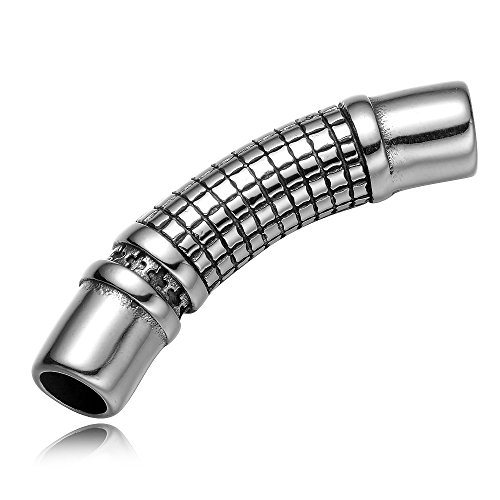 REAMOR 5pcs 316l Stainless Steel 6mm Hole Casting Cross Grid European Bend Solid Connector for Jewelry Making