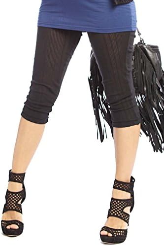 Juliet Dream Cropped Pointelle Maternity Leggings - Black - Small