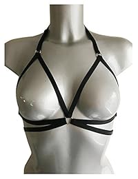 Sexy mujer arnés Halter Pentagram cuerpo arnés sujetador jaula sujetador sin cupless sujetador Crop Top Strappy Bralette ...