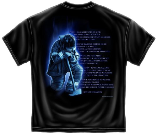 Erazor Bits Fireman's Prayer T-Shirt Black Adult Unisex 100% Cotton Short Sleeve