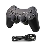 JAMSWALL Wireless PS3 Controller, Wireless Gamepad for Playstation 3, Bluetooth Gaming Sixaxis Joystick with USB Charger Cable Cord, Black