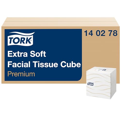 Tork Mouchoirs Boîte Cube doux blanc, Premium, 2 plis, 100 feuilles, 140278