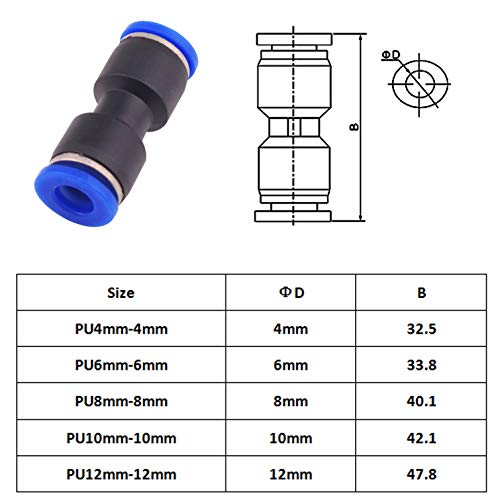 Quick Connect Fittings 6mm - 10 Pack Plastic Push to Connect Fittings Tube Straight Connect 6 Mm to 6 Mm Push Fit Fittings Tube Fittings