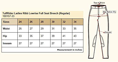 TuffRider Ladies Ribb Lowrise Full Seat Breeches | Color - White | Size - 24