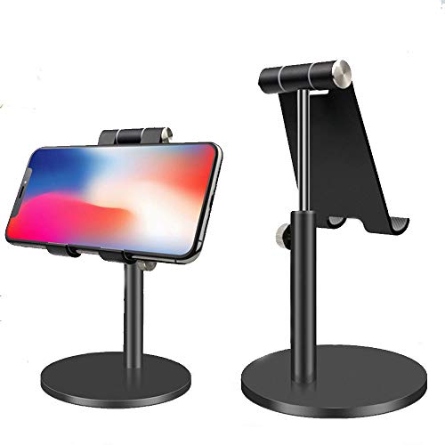 XeeDoo (2020 Upgraded) Phone Stand Holder for Desk, Adjustable Universal Holder Aluminum Solid Potable Compatible with iPhone /iPad/ Smart Cell Phone/ Tablet (4-13inch) Black