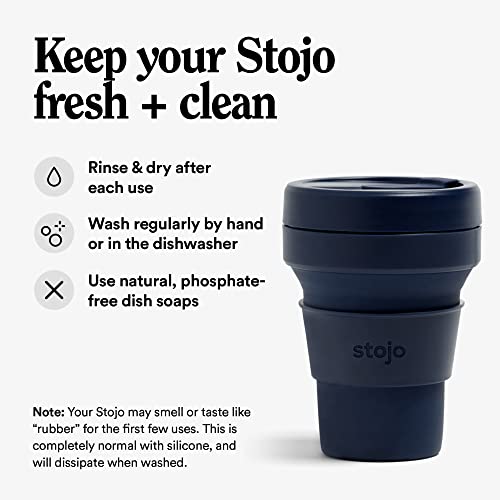 STOJO Collapsible Travel Cup Denim, 470ml LeakProof Reusable ToGo