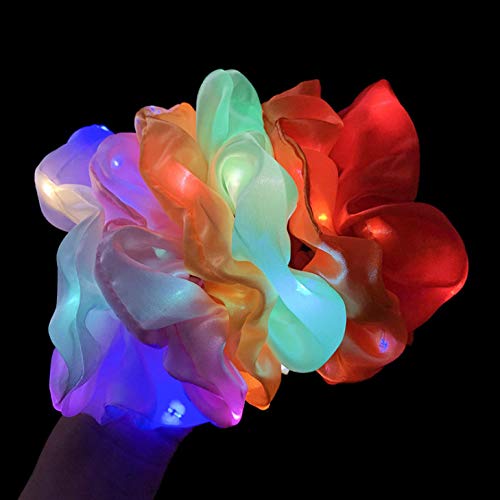 Hair Band, Fashion Tie-Dye Velvet Scrunchies with Hidden Pocket with LED Lamp Night Hairband for Halloween (D)