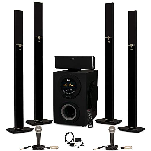 Acoustic Audio AAT3003 Tower 5.1 Home Theater Bluetooth Speaker System with Optical Input and Mics