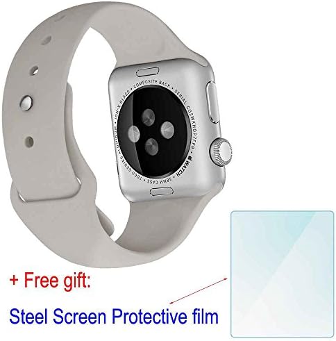 ZhenYue 42mm Soft Silicone Sport Style Replacement Strap Bands for Apple Wrist Watch Iwatch Series 1 Series 2 Band (Fog S+M)+Free Steel Screen Protective Film