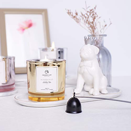 Scented Candle Patchouli & Sandalwood & Musk Soy Wax Long Burning (40 hours) Strong Fragrance Aromatherapy Candles for Home Decorative, Stress Relief and Best Gifts with Golden Glass (Woodland)