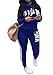 Adogirl Women's Letter Print 2 Piece Sweatsuit Cowlneck Sweatshirt Skinny Pants