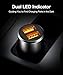 Car Charger, JSAUX Dual QC 3.0 USB Ports 36W/6A Fast Car Charge Adapter Metal Cigarette Lighter USB Charger Compatible with iPhone 11/pro/pro max/x/xr/8,Samsung Galaxy S20/S10/S9,Note 10/9,iPad-Black