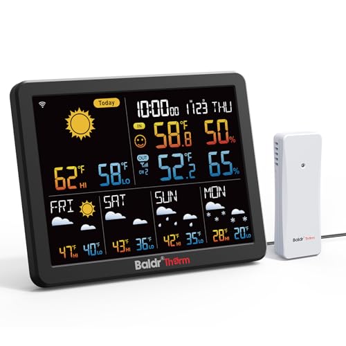 BaldrTherm WiFi Weather Station with 5-Day Forecast, Smart Backlight, Indoor Ou…