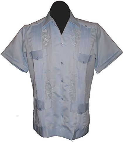 Guayabera Mens Authentic Western Mexican Wedding Shirt Copacabana Yucatan Blue