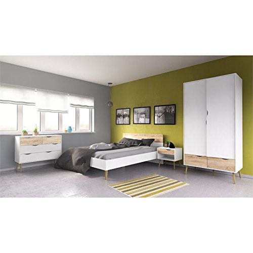Atlin Designs 2 Drawer and 2 Door Wardrobe in White and Oak