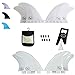 Ho Stevie! FRP Quad (4) Surfboard Fins - Stronger Than Regular Nylon Fins - Includes Fin Bag, Screws, Wax Comb and Fin Key (White, Twin Tab)