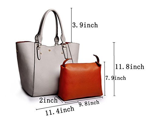 Obosoyo Women's Waterproof Handbags ladies Synthetic Leather Tote Shoulder Bags Fashion Travelling Mommy Soft Hot Gray
