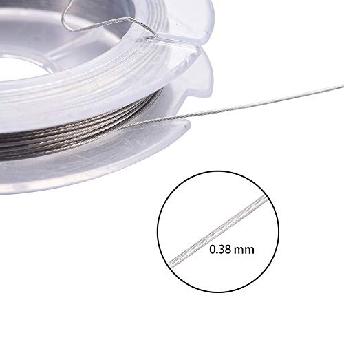 DanLingJewelry 10Rolls 0.38mm/Gauge Tiger Tail Wire Craft Jewelry Beading Wire On Spool 8.7-10.9yard/26.2-32.8feet/8-10m/roll Stainless Steel Color - Thumbnail 3