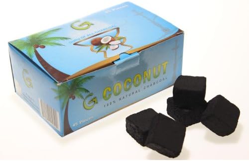GURU COCONUT 100% COCONUT SHELL HOOKAH CHARCOAL NATURAL PACK OF 45 PCS