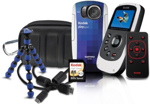 Kodak PlaySport (ZX5) Waterproof Pocket Video Camera Bundle (Includes Remote Control, Tripod, 4 GB Memory Card, HDMI Cable, and Camera Case) - Burton Bundle (2nd Generation)