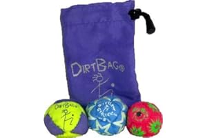 DIRTBAG All Star Footbag Hacky Sack 3 Pack with Pouch, 100% Handmade, Premium Quality, Bright Vivid Colors, Signature Carry Bag