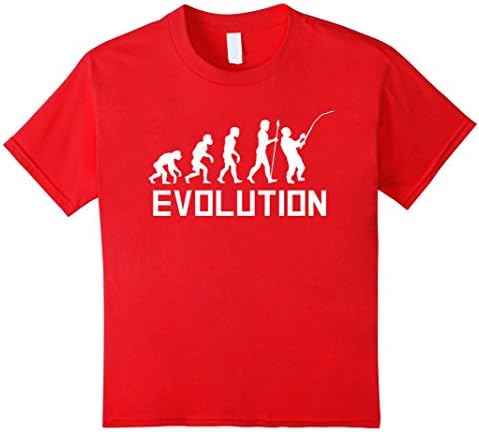 Kids Fisherman Evolution Funny Fishing Shirt 10 Red