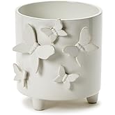Two's Company Butterfly Footed Cachepot Vase, 5.75-Inch, Ceramic, White