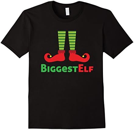 Mens Biggest Elf Matching Family Christmas Picture Greeting Cards 3XL Black