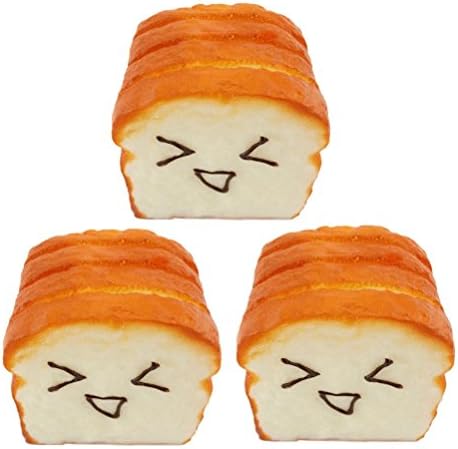 Suriel 3 Pcs Simulation Cute Toast Squishy Expression Card Cellphone Strap Holder Hand Pillow Bread Toy,Random Face Style