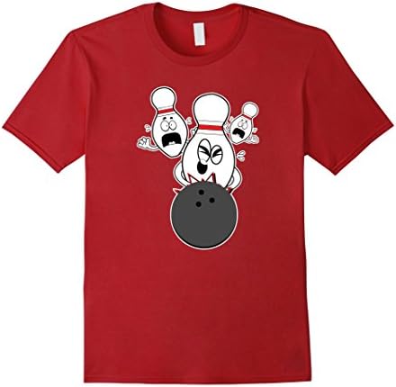Men's Bowling Pins Knocked Down Strike Scared Nut Funny Cute Shirt Large Cranberry