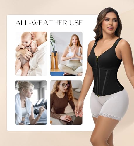 SHAPSHE Waist Trainer Corset for Women Tummy Control Sport Workout Body Shaper Vest for Postpartum Gym Zipper and Hooks