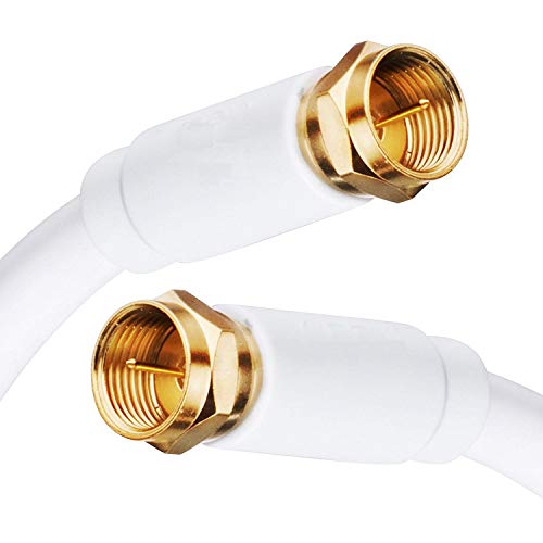 MIYAKO 25 Feet Coaxial Cable Double Shielded Braid F Type Gold Plated Connectors - White - Thumbnail 4
