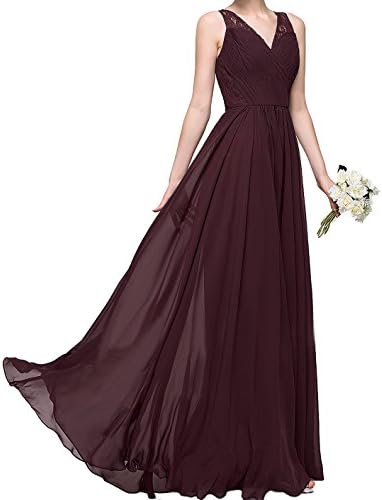 Jdress V Neck Long Bridesmaid Dresses for Women Chiffon Wedding Cocktail Gowns