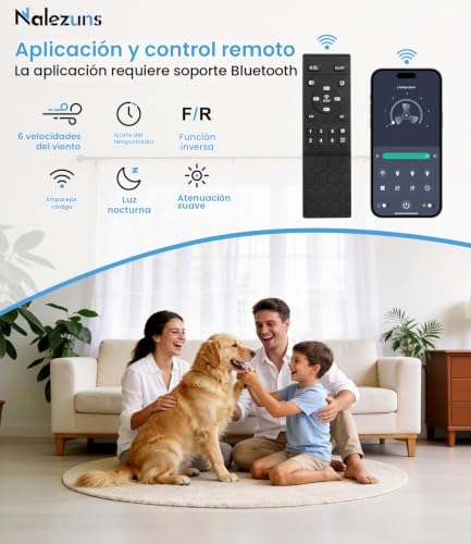 Nalezuns Ceiling Fan with Light, 40 cm Ceiling Fan, Quiet Remote Control, 3 Colour Temperatures and 6 Speeds, Silent Ceiling Fan for Living Room, Bedroom, Kitchen