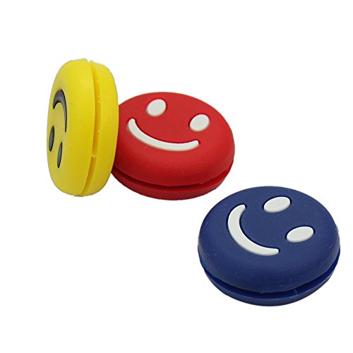 3Pcs Silicone Rubber Smile Smiling Face Shock Vibration Dampener Absorber for Sports Tennis Racquet Racket