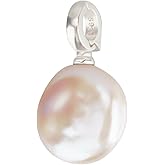 Beebeecraft 1 Box 1Pc Pearl Charms Natural Baroque Cultured Freshwater Keshi Oval Ball Pearl Pendants with 925 Sterling Silver Pinch Bail for Bracelet Necklace Jewellery Making