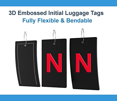 Luggage Tag Initial Bag Tag - Fully Bendable Tag w/ Stainless Steel Loop - Thumbnail 4