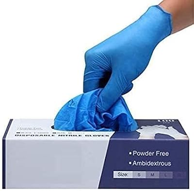 PRAIMA Powder Free Nitrile Gloves Small Blue 100 Count Food Grade