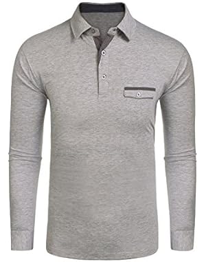 Men's Polo Shirt Jersey Tops Pocket T-Shirt Slim Fit Tee Shirt