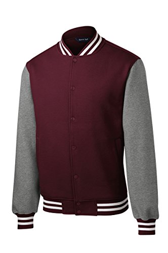 Armycrew Men's Classic Fleece Letterman Varsity Jacket - Maroon - 3XL