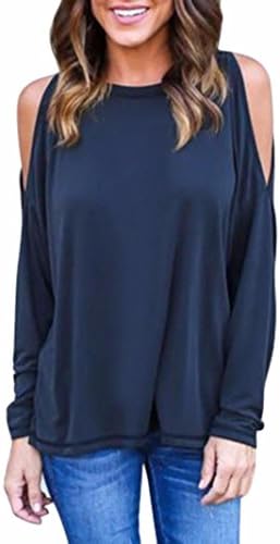 Women Open Back Long Sleeve T Shirt Casual Backless Tops Tees T-Shirt (L, Blue)