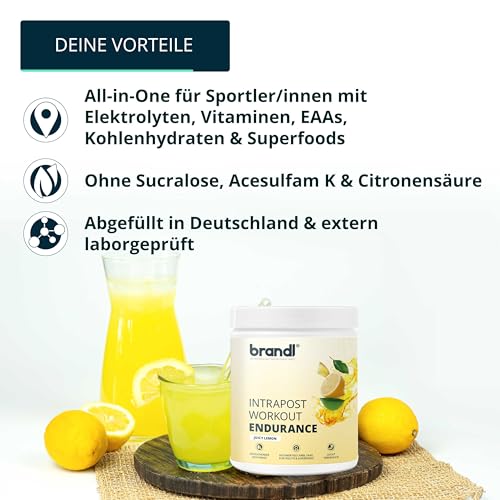 All-in-One Ausdauer-Drink Endurance | Isotonisches Getränkepulver | brandl® | EAAs-Pulver, Mineralien, Elektrolyte & Superfoods | 600g thumbnail 3