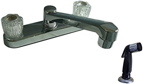 StoneCrestDual Control 8" Non-Metallic Kitchen Faucet with Sprayer, Chrome Finish