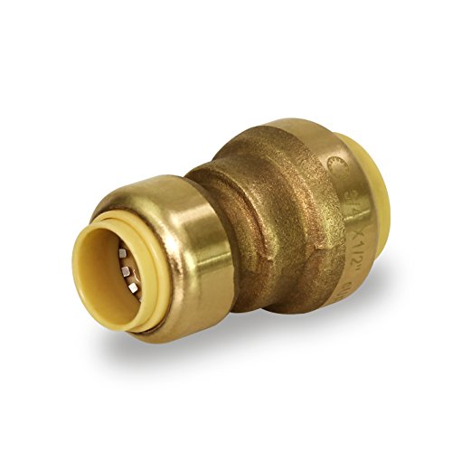 Pushlock UPSC134 Reducing Coupling Pipe Fittings Push to Connect Pex Copper, CPVC, 1 x 3/4 Inch, Brass, 4, Brass & Copper