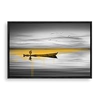 Framed Canvas Wall Art Black and White Scenery Canvas Prints Home Artwork Decoration for Living Room,Bedroom - 16x24 inches