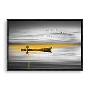 Framed Canvas Wall Art Black and White Scenery Canvas Prints Home Artwork Decoration for Living Room,Bedroom - 16x24 inches