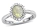 FJC Finejewelers 10k White Gold 8x6mm Oval Opal with White Topaz accent stones Halo Ring Size 4.5
