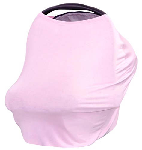 JLIKA Baby Car Seat Covers - Stretchy Infant Canopy and Nursing cover for breastfeeding newborns infants babies girls boys best shower gift maternity apron infinity scarf carseats (Pearl Pink)