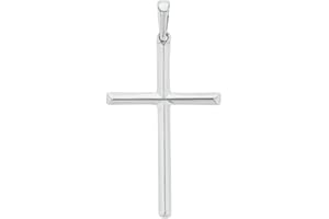 Religious by Jewelry America Solid 14K White Gold Simple Cross Charm Pendant
